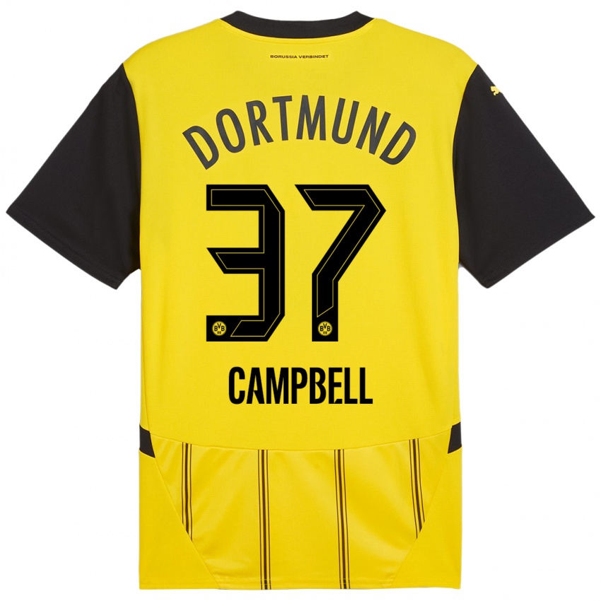 Niño Camiseta Cole Campbell #37 Amarillo Negro 1ª Equipación 2024/25 La Camisa Argentina