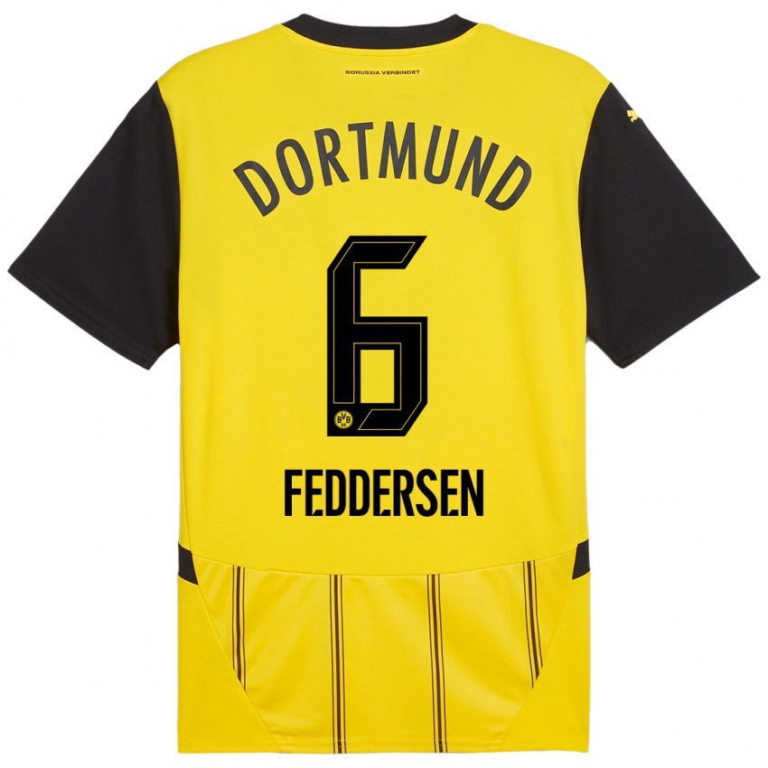 Niño Camiseta Jonas Feddersen #6 Amarillo Negro 1ª Equipación 2024/25 La Camisa Argentina