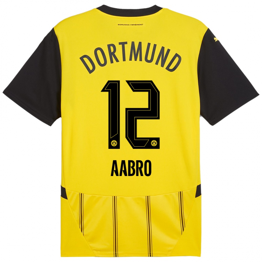 Niño Camiseta Gustav Aabro #12 Amarillo Negro 1ª Equipación 2024/25 La Camisa Argentina