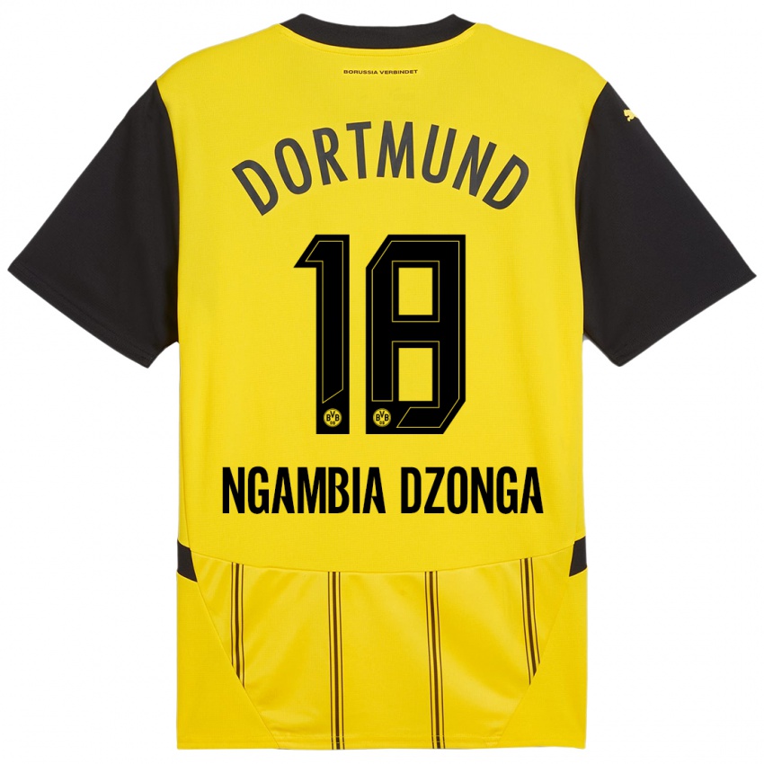 Niño Camiseta Diego Ngambia Dzonga #18 Amarillo Negro 1ª Equipación 2024/25 La Camisa Argentina