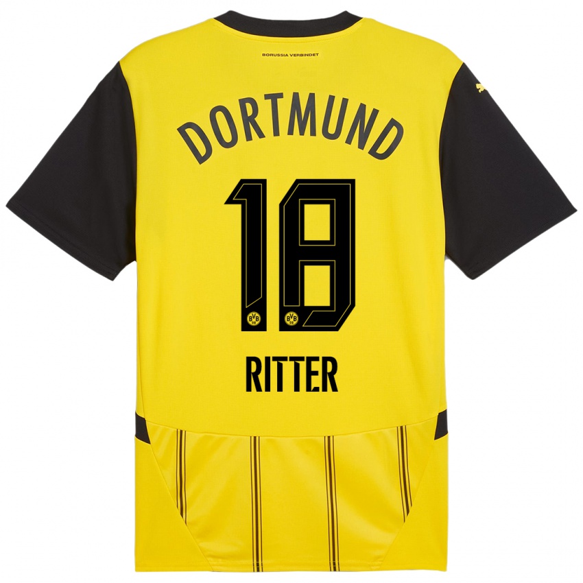 Niño Camiseta Roméo Ritter #18 Amarillo Negro 1ª Equipación 2024/25 La Camisa Argentina