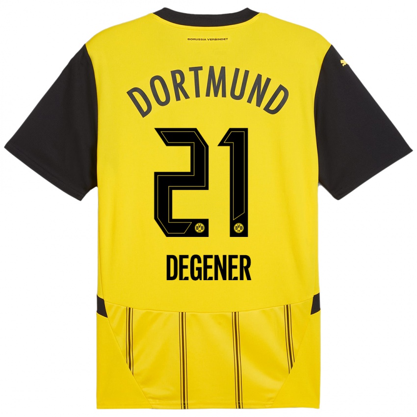 Niño Camiseta Tim Degener #21 Amarillo Negro 1ª Equipación 2024/25 La Camisa Argentina