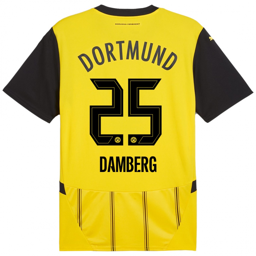 Niño Camiseta Niclas Damberg #25 Amarillo Negro 1ª Equipación 2024/25 La Camisa Argentina