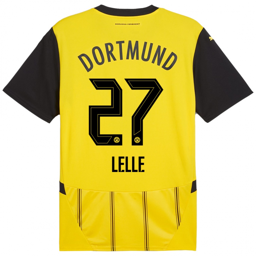 Niño Camiseta David Lelle #27 Amarillo Negro 1ª Equipación 2024/25 La Camisa Argentina