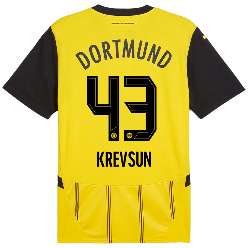 Niño Camiseta Danylo Krevsun #43 Amarillo Negro 1ª Equipación 2024/25 La Camisa Argentina