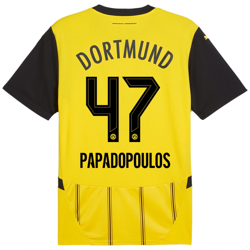 Niño Camiseta Antonios Papadopoulos #47 Amarillo Negro 1ª Equipación 2024/25 La Camisa Argentina