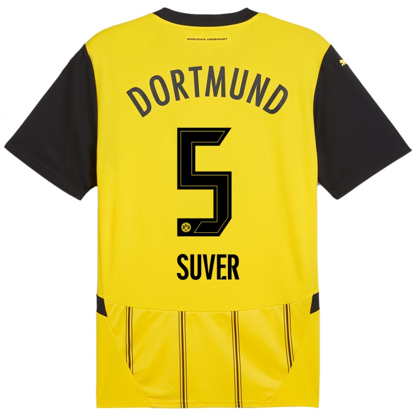 Niño Camiseta Mario Suver #5 Amarillo Negro 1ª Equipación 2024/25 La Camisa Argentina