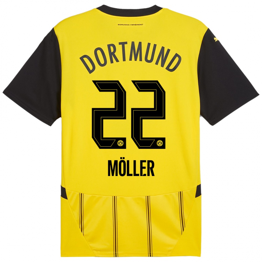 Niño Camiseta Paul Möller #22 Amarillo Negro 1ª Equipación 2024/25 La Camisa Argentina