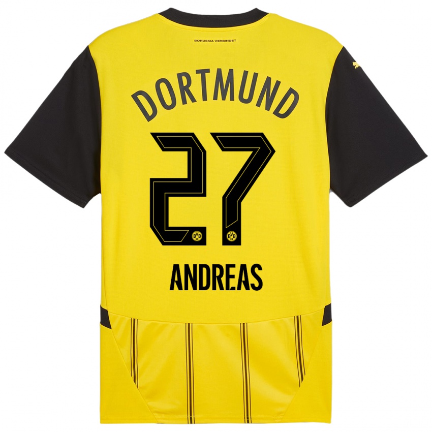 Niño Camiseta Kuno Andreas #27 Amarillo Negro 1ª Equipación 2024/25 La Camisa Argentina