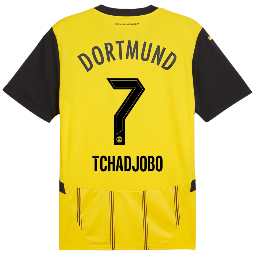 Niño Camiseta Dia Tchadjobo #7 Amarillo Negro 1ª Equipación 2024/25 La Camisa Argentina