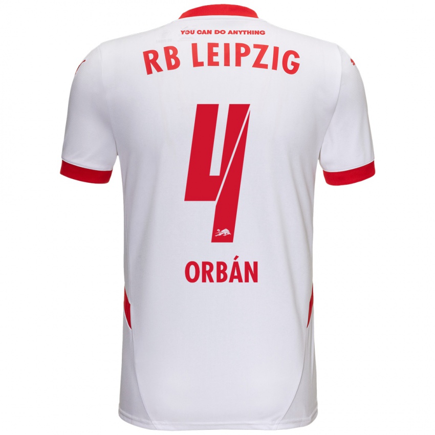 Niño Camiseta Willi Orban #4 Blanco Rojo 1ª Equipación 2024/25 La Camisa Argentina