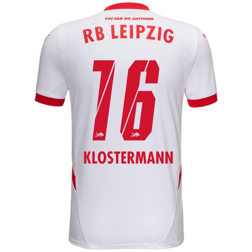 Niño Camiseta Lukas Klostermann #16 Blanco Rojo 1ª Equipación 2024/25 La Camisa Argentina