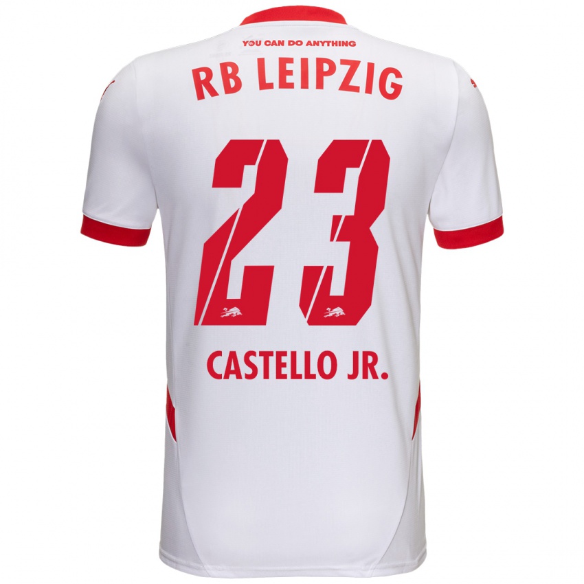 Niño Camiseta Castello Lukeba #23 Blanco Rojo 1ª Equipación 2024/25 La Camisa Argentina