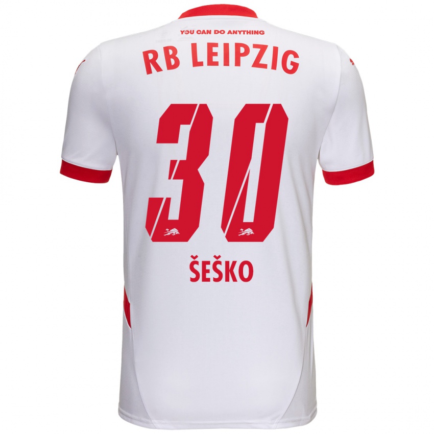 Niño Camiseta Benjamin Sesko #30 Blanco Rojo 1ª Equipación 2024/25 La Camisa Argentina