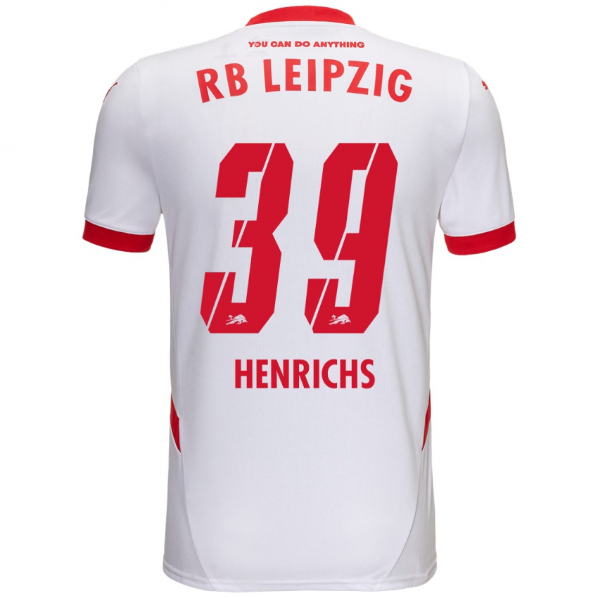 Niño Camiseta Benjamin Henrichs #39 Blanco Rojo 1ª Equipación 2024/25 La Camisa Argentina