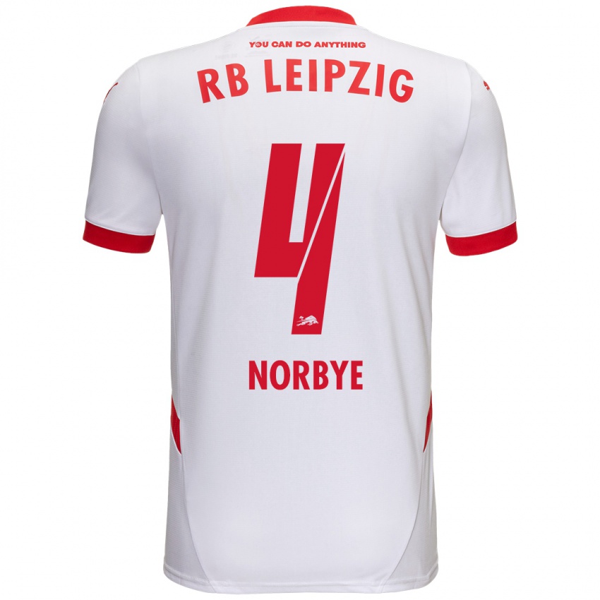 Niño Camiseta Jonathan Norbye #4 Blanco Rojo 1ª Equipación 2024/25 La Camisa Argentina