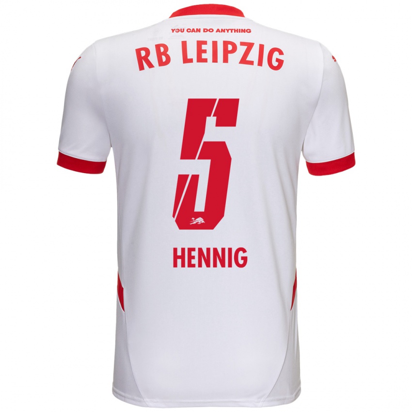 Niño Camiseta Lenny Hennig #5 Blanco Rojo 1ª Equipación 2024/25 La Camisa Argentina