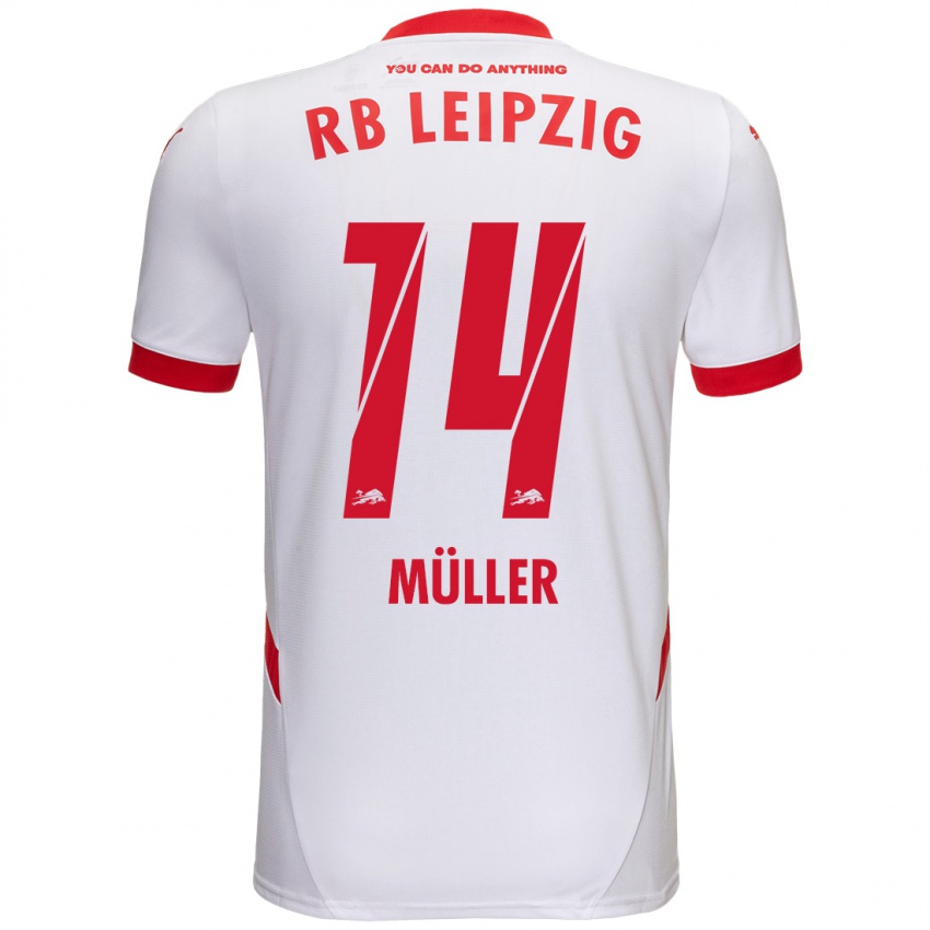 Niño Camiseta Hannes Müller #14 Blanco Rojo 1ª Equipación 2024/25 La Camisa Argentina