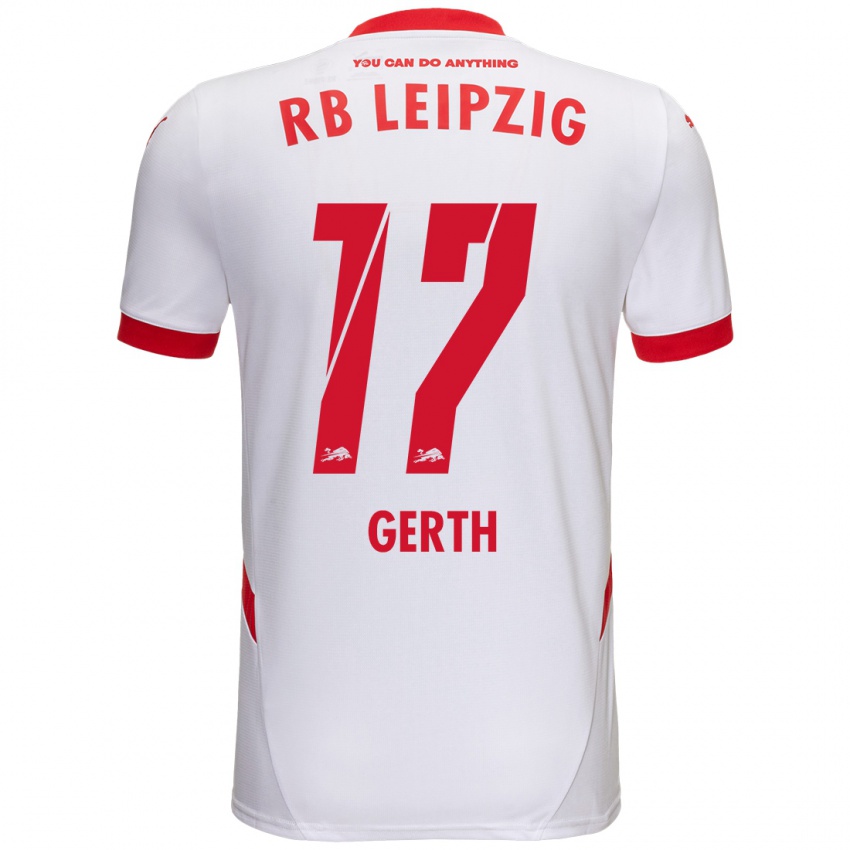 Niño Camiseta Amos Gerth #17 Blanco Rojo 1ª Equipación 2024/25 La Camisa Argentina