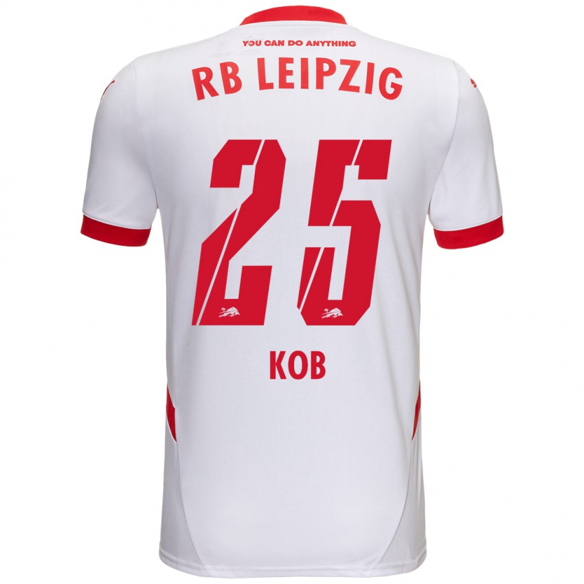 Niño Camiseta Leon Koß #25 Blanco Rojo 1ª Equipación 2024/25 La Camisa Argentina