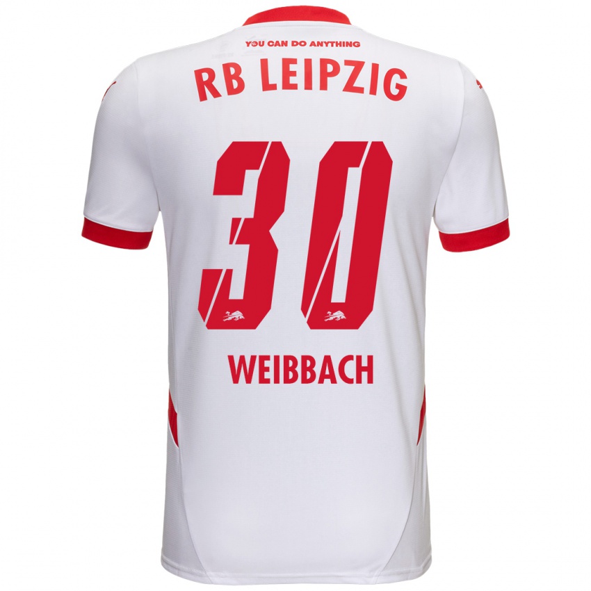 Niño Camiseta Noah Weißbach #30 Blanco Rojo 1ª Equipación 2024/25 La Camisa Argentina