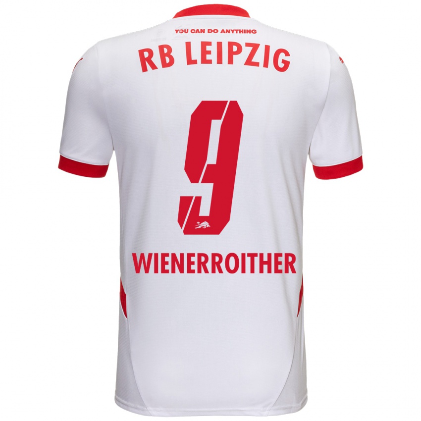 Niño Camiseta Katja Wienerroither #9 Blanco Rojo 1ª Equipación 2024/25 La Camisa Argentina