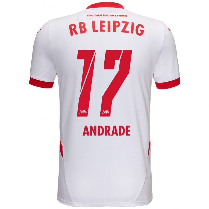 Niño Camiseta Lydia Andrade #17 Blanco Rojo 1ª Equipación 2024/25 La Camisa Argentina