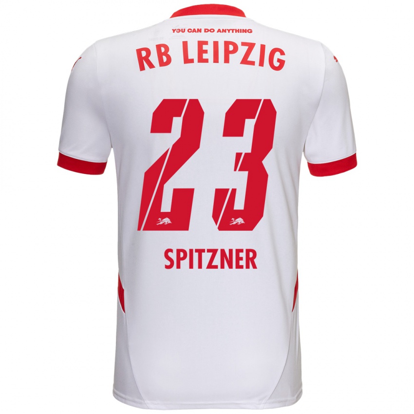 Niño Camiseta Kyra Spitzner #23 Blanco Rojo 1ª Equipación 2024/25 La Camisa Argentina