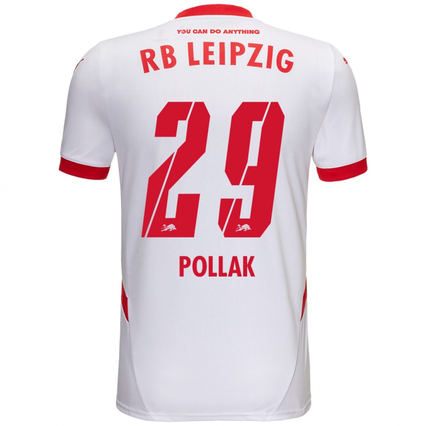 Niño Camiseta Julia Pollak #29 Blanco Rojo 1ª Equipación 2024/25 La Camisa Argentina