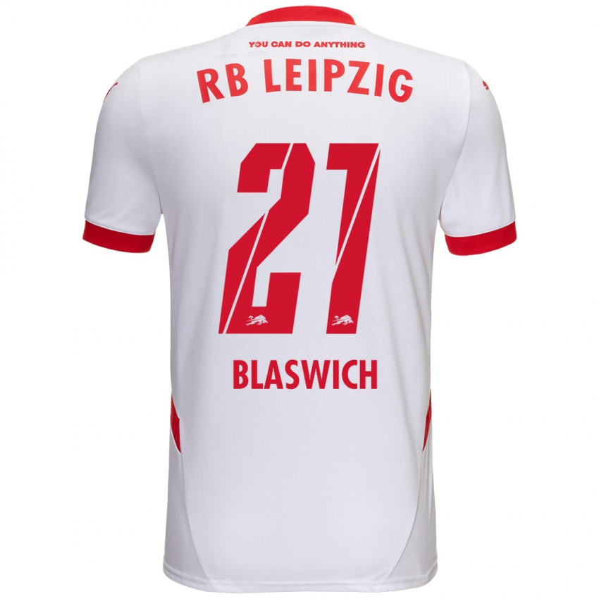 Niño Camiseta Janis Blaswich #21 Blanco Rojo 1ª Equipación 2024/25 La Camisa Argentina