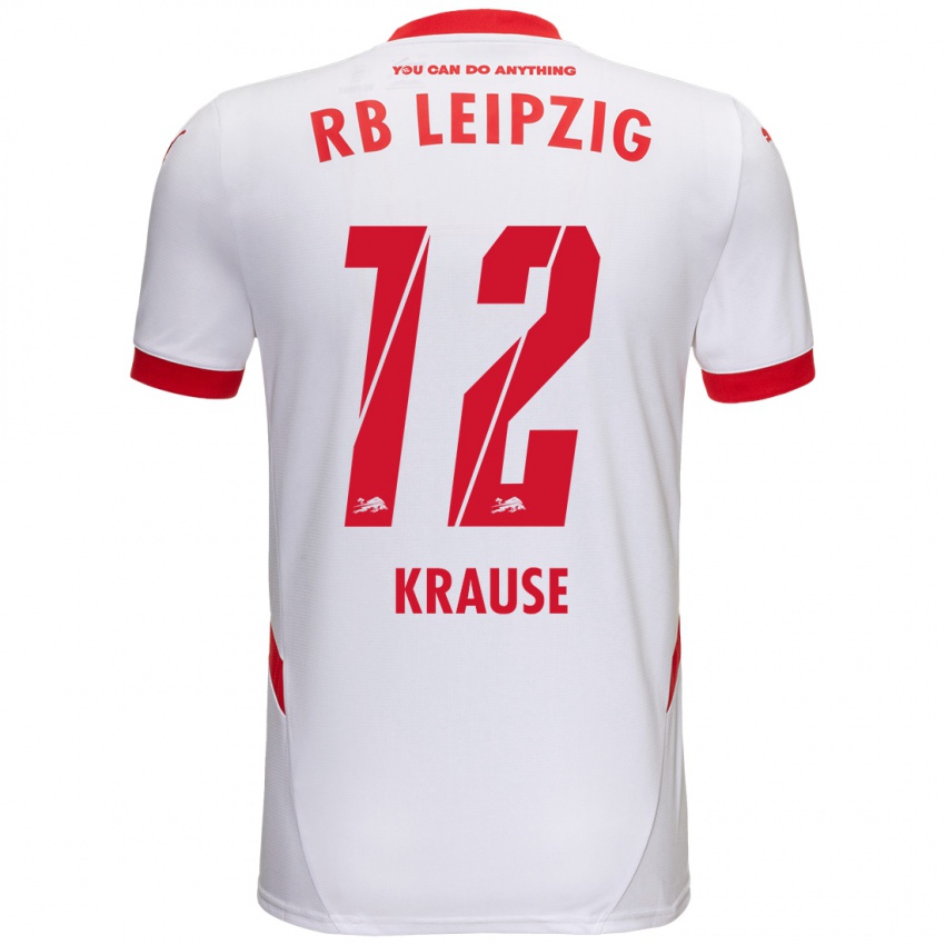 Niño Camiseta Arno Krause #12 Blanco Rojo 1ª Equipación 2024/25 La Camisa Argentina