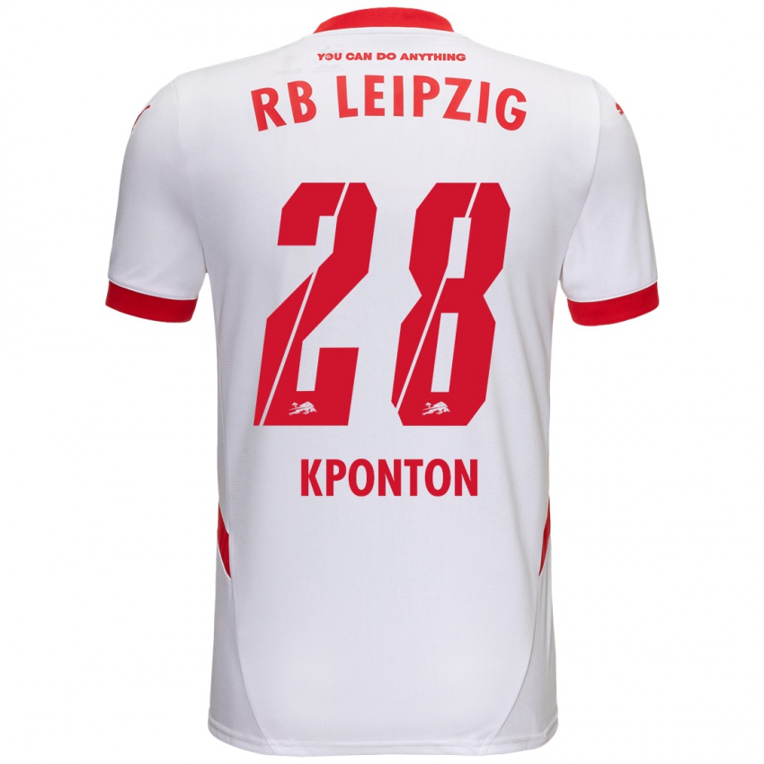 Niño Camiseta Marwan Kponton #28 Blanco Rojo 1ª Equipación 2024/25 La Camisa Argentina