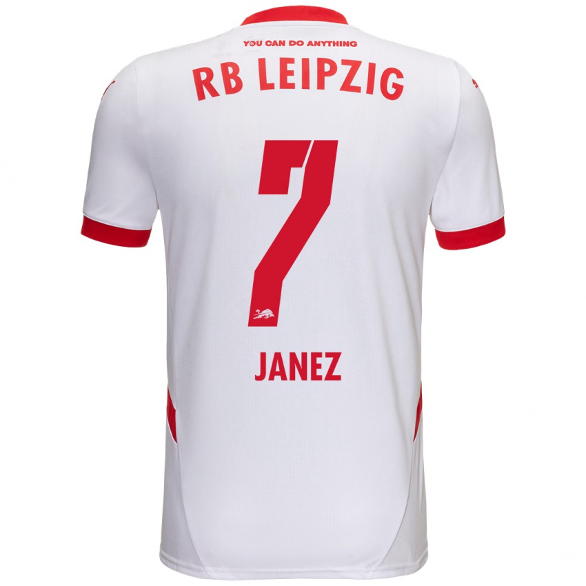 Niño Camiseta Korina Lara Janež #7 Blanco Rojo 1ª Equipación 2024/25 La Camisa Argentina