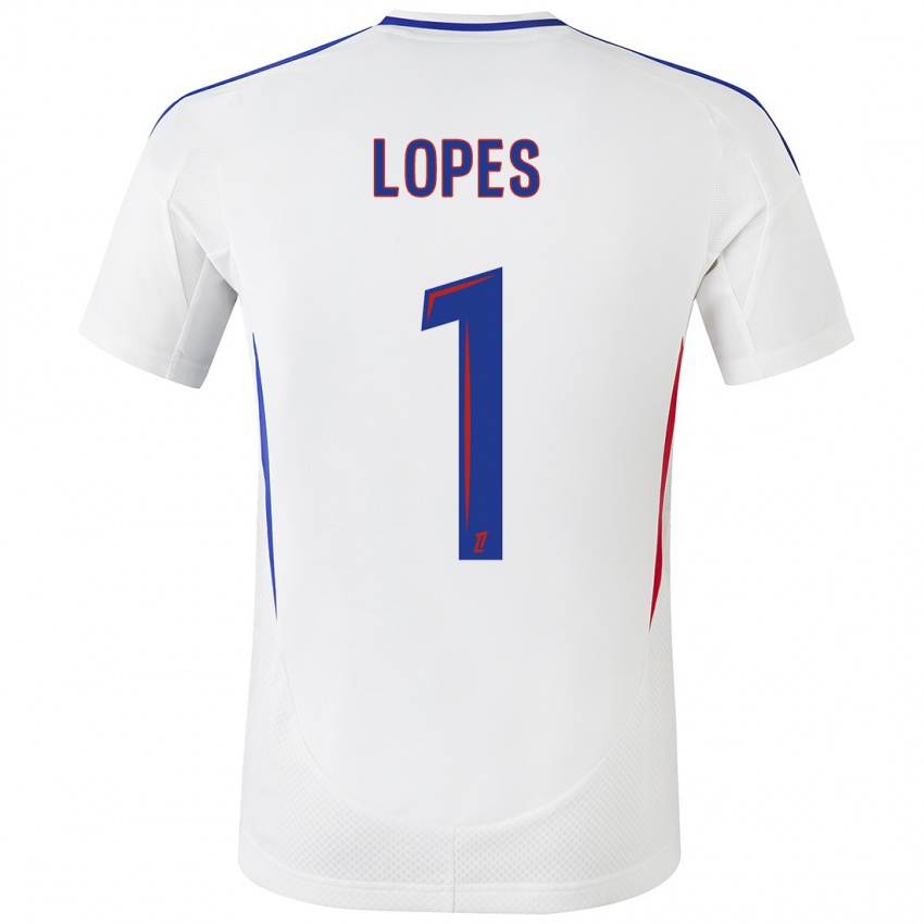 Niño Camiseta Anthony Lopes #1 Blanco Azul 1ª Equipación 2024/25 La Camisa Argentina