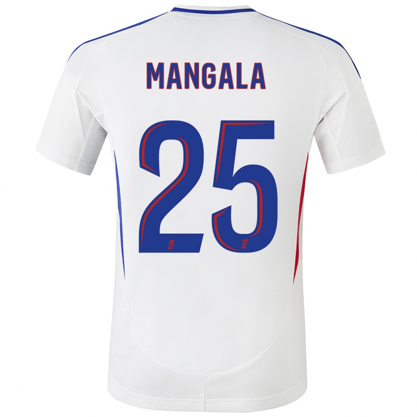 Niño Camiseta Orel Mangala #25 Blanco Azul 1ª Equipación 2024/25 La Camisa Argentina