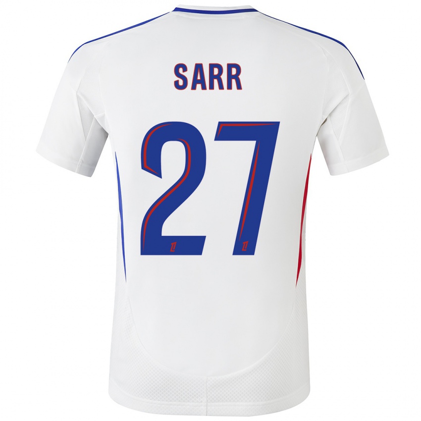 Niño Camiseta Amin Sarr #27 Blanco Azul 1ª Equipación 2024/25 La Camisa Argentina