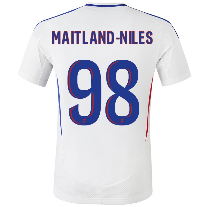 Niño Camiseta Ainsley Maitland-Niles #98 Blanco Azul 1ª Equipación 2024/25 La Camisa Argentina