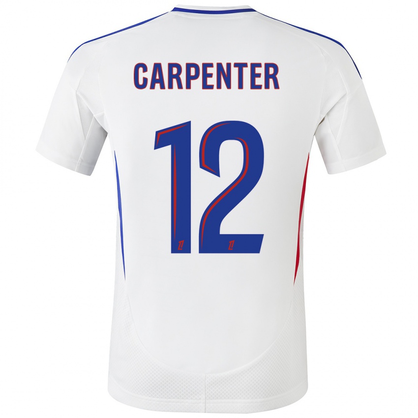 Niño Camiseta Ellie Carpenter #12 Blanco Azul 1ª Equipación 2024/25 La Camisa Argentina