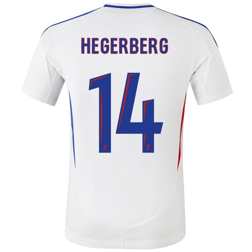 Niño Camiseta Ada Hegerberg #14 Blanco Azul 1ª Equipación 2024/25 La Camisa Argentina