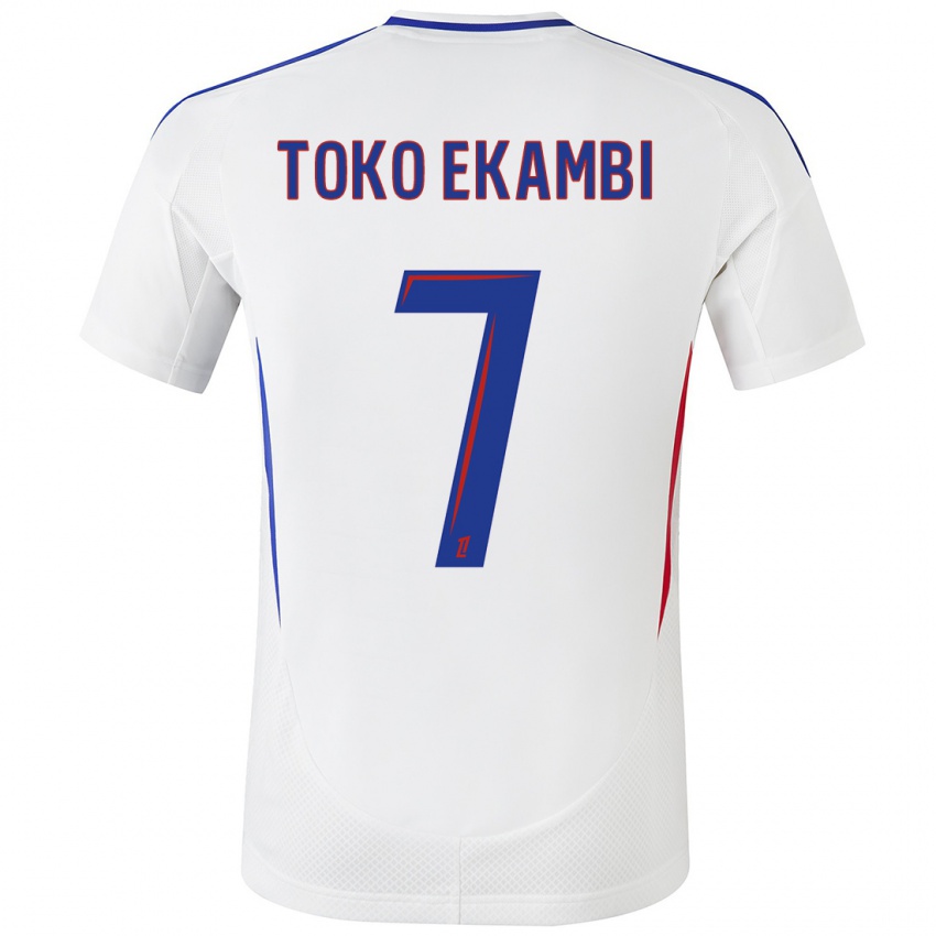 Niño Camiseta Karl Toko Ekambi #7 Blanco Azul 1ª Equipación 2024/25 La Camisa Argentina