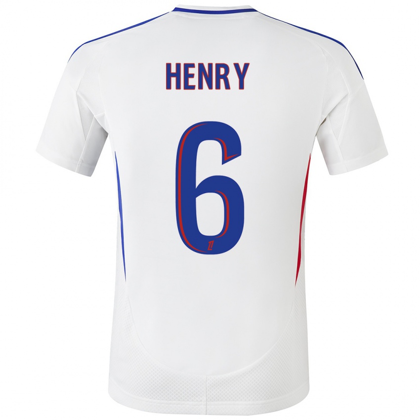 Niño Camiseta Amandine Henry #6 Blanco Azul 1ª Equipación 2024/25 La Camisa Argentina