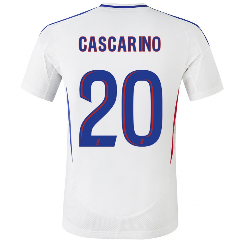 Niño Camiseta Delphine Cascarino #20 Blanco Azul 1ª Equipación 2024/25 La Camisa Argentina