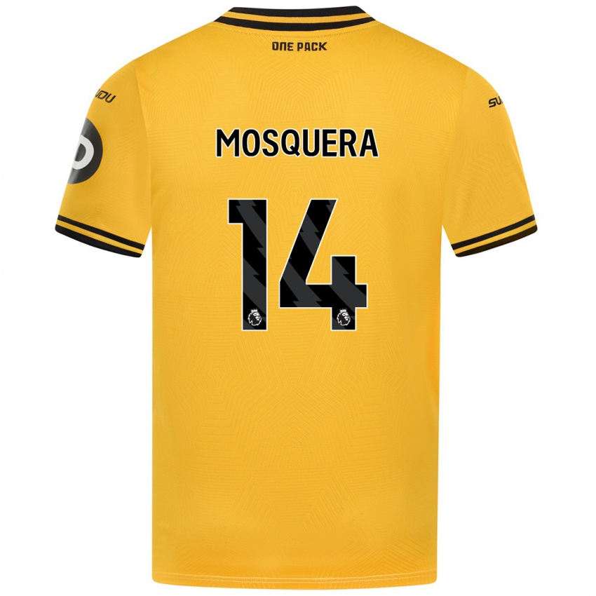 Niño Camiseta Yerson Mosquera #14 Amarillo 1ª Equipación 2024/25 La Camisa Argentina