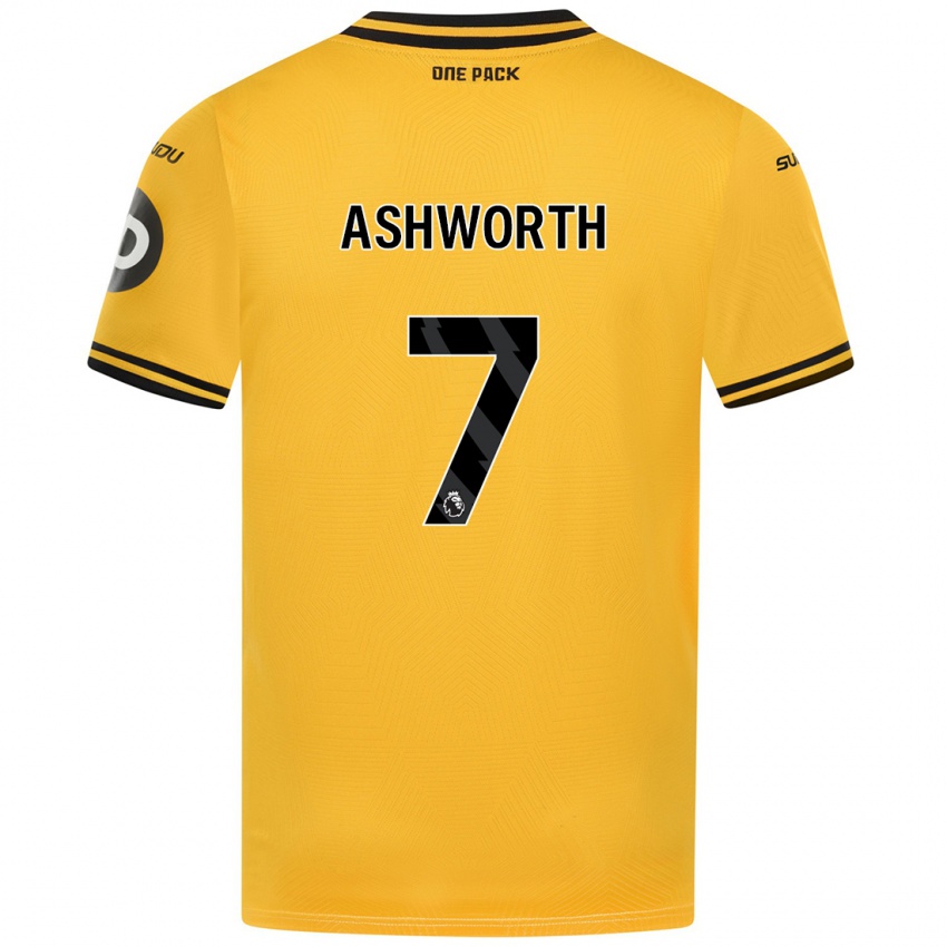 Niño Camiseta Fin Ashworth #7 Amarillo 1ª Equipación 2024/25 La Camisa Argentina