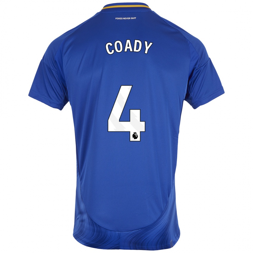 Niño Camiseta Conor Coady #4 Azul Blanco 1ª Equipación 2024/25 La Camisa Argentina