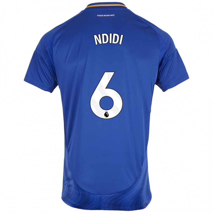 Niño Camiseta Wilfred Ndidi #6 Azul Blanco 1ª Equipación 2024/25 La Camisa Argentina