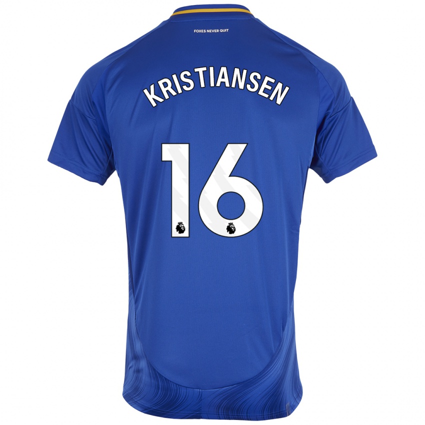 Niño Camiseta Victor Kristiansen #16 Azul Blanco 1ª Equipación 2024/25 La Camisa Argentina