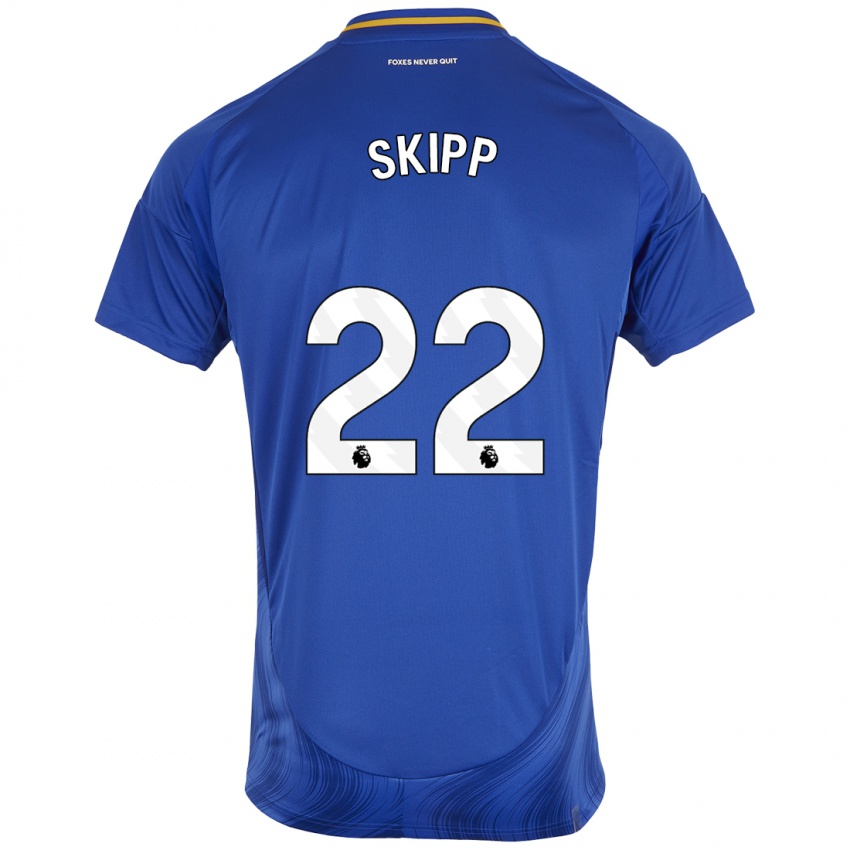 Niño Camiseta Oliver Skipp #22 Azul Blanco 1ª Equipación 2024/25 La Camisa Argentina