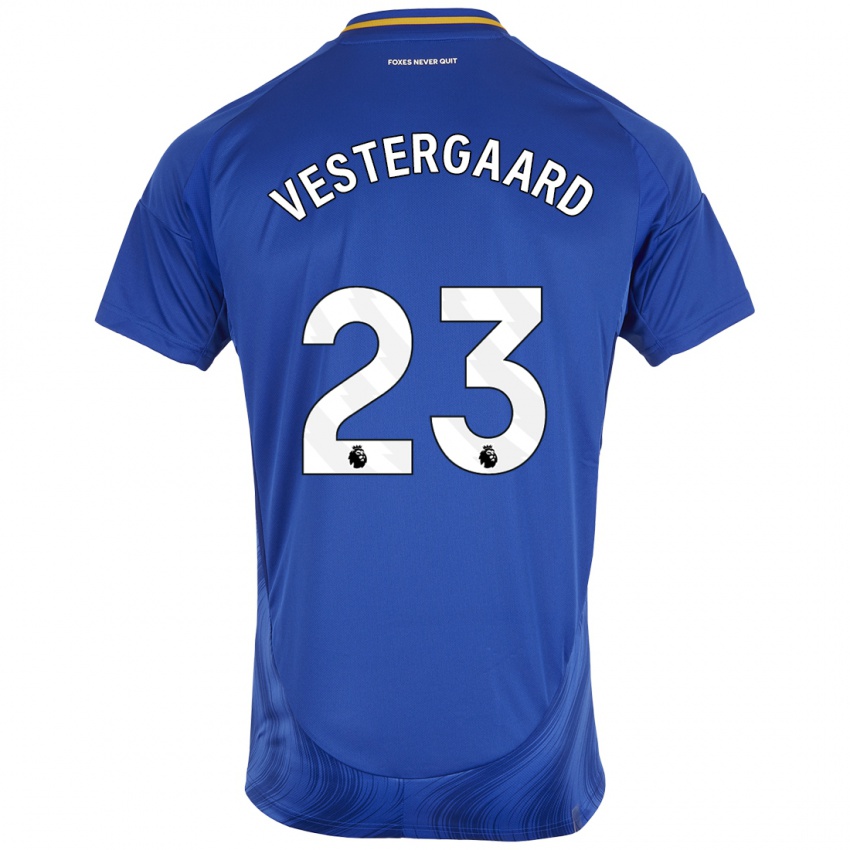 Niño Camiseta Jannik Vestergaard #23 Azul Blanco 1ª Equipación 2024/25 La Camisa Argentina