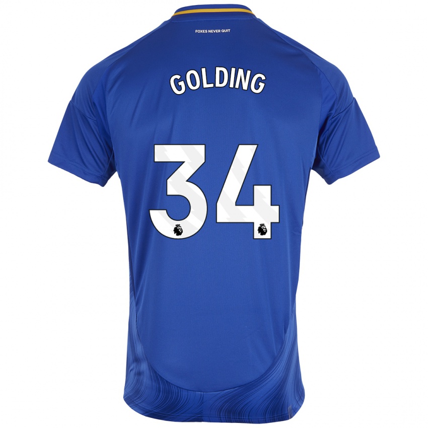 Niño Camiseta Michael Golding #34 Azul Blanco 1ª Equipación 2024/25 La Camisa Argentina